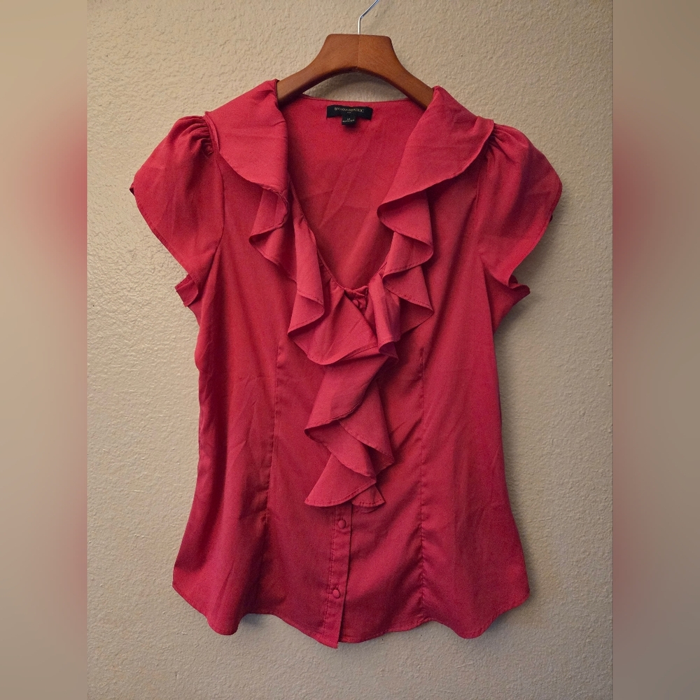 Banana Republic Vibrant Pink Blouse with Ruffle Detail Flowy Buisness